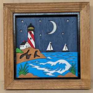 Shadow Box - Lighthouse with Sailboats